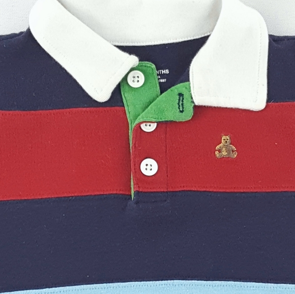 BABY GAP Bear Logo Long Sleeve Collar Stripe Shirt - Picture 2 of 6